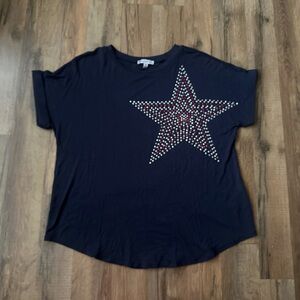 Navy Star Embellished Women's Shirt